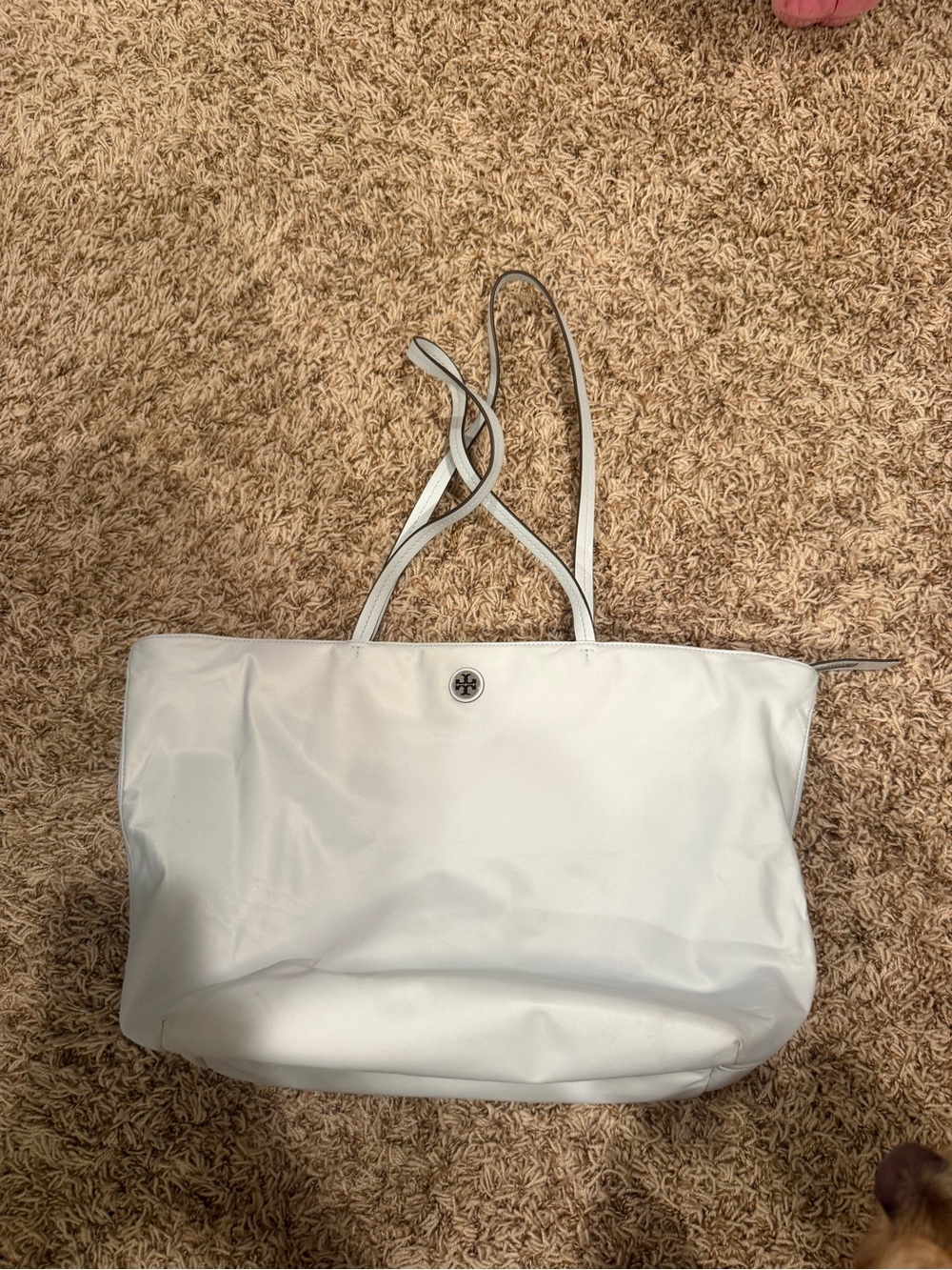 Tory Burch Baby Blue/Off White Nylon Tote Bag
